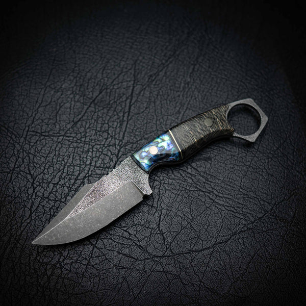 Mini Hunter – Abalone, Brass Spacer & Black Stabilised Pagoda (Stonewashed)