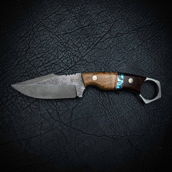 Mini Hunter – Spalted Maple, Ringed Gidgee & Abalone Inlay (Stonewashed)