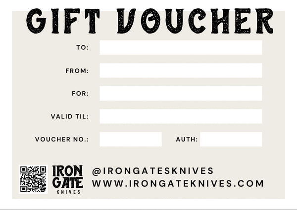 Hand written gift card — Iron Gate Knives | Handmade in Australia