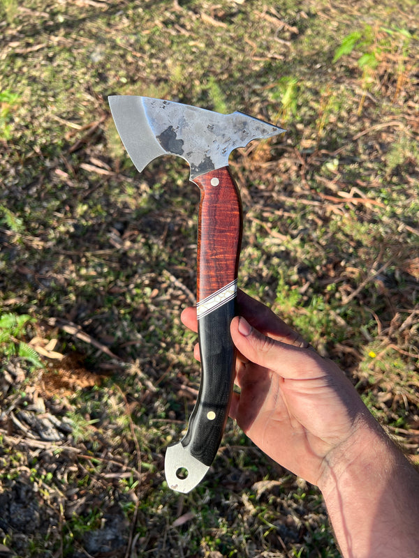 Carbon Steel Tomahawk - Ringed Gidgee and G10