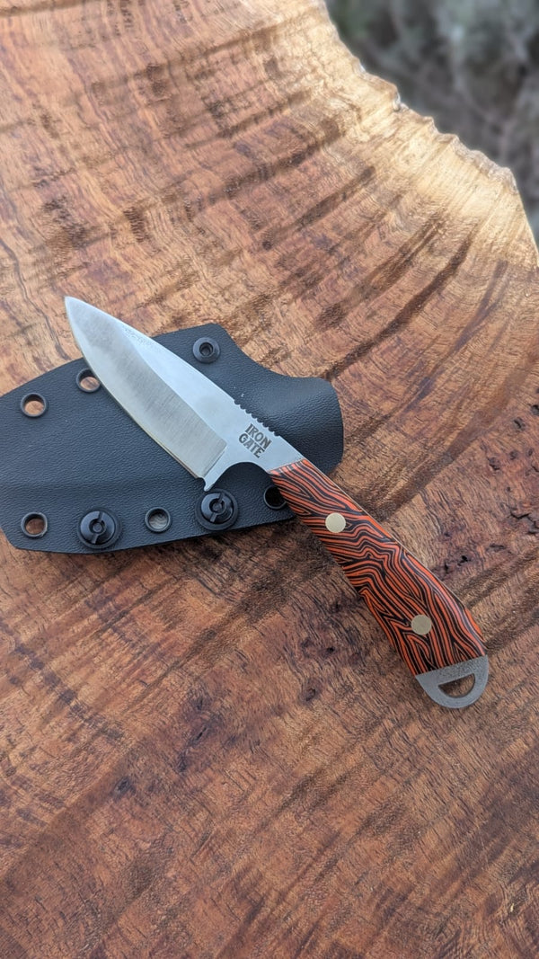 Ergo Skinner with Orange Damascus G10 Handle