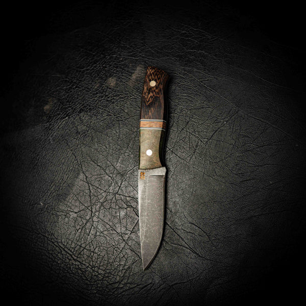 N690 Bushcraft – Wenge & Burl Segmented Handle