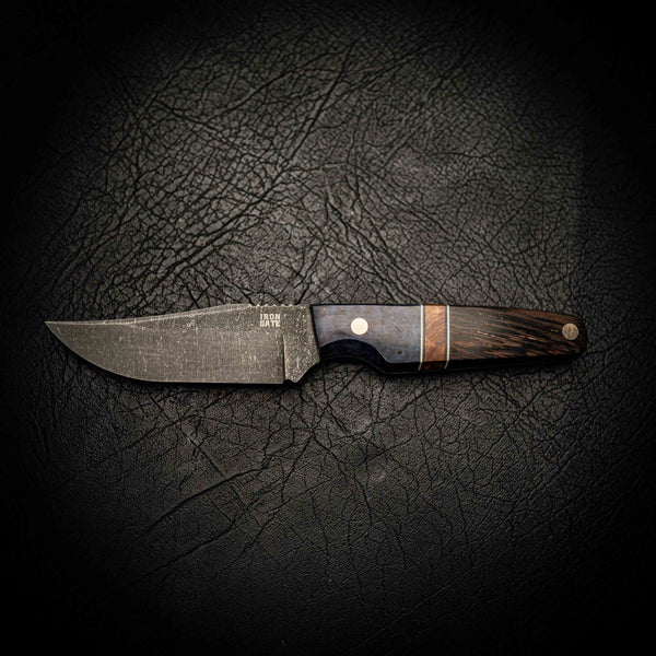N690 Scout Knife – Wenge, Maple Spacer & Blue Dyed Amboyna Burl