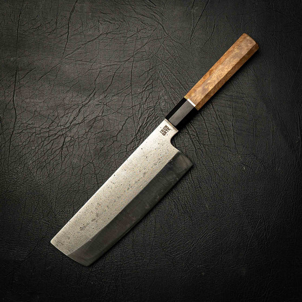 Nakiri Kitchen Knife - N690 Buffalo Horn Ambyona Burl