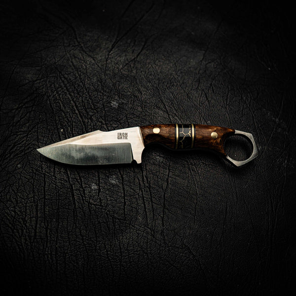 Magnacut Mini Hunter – Stabilised Curly Myrtle and Black TruStone Spacer