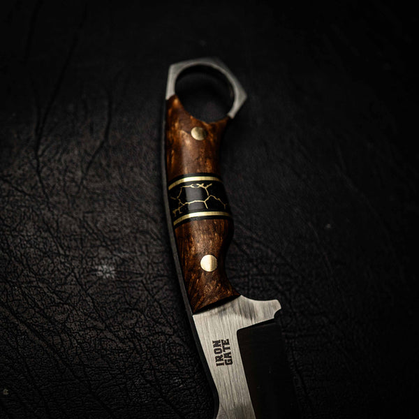 Magnacut Mini Hunter – Stabilised Curly Myrtle and Black TruStone Spacer