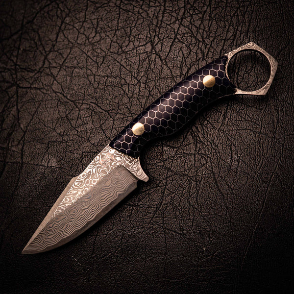 Damascus Mini Hunter – Black C-Tek Handle