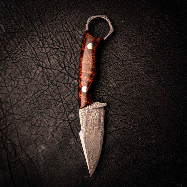 Damascus Mini Hunter – Rosewood Handle