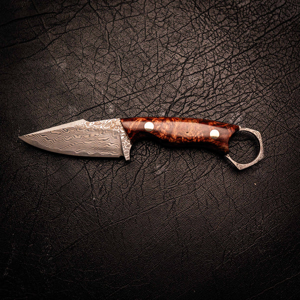 Damascus Mini Hunter – Rosewood Handle