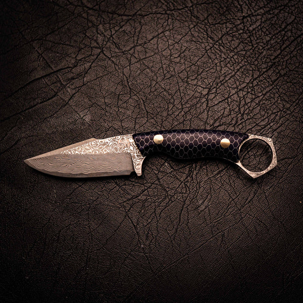 Damascus Mini Hunter – Black C-Tek Handle
