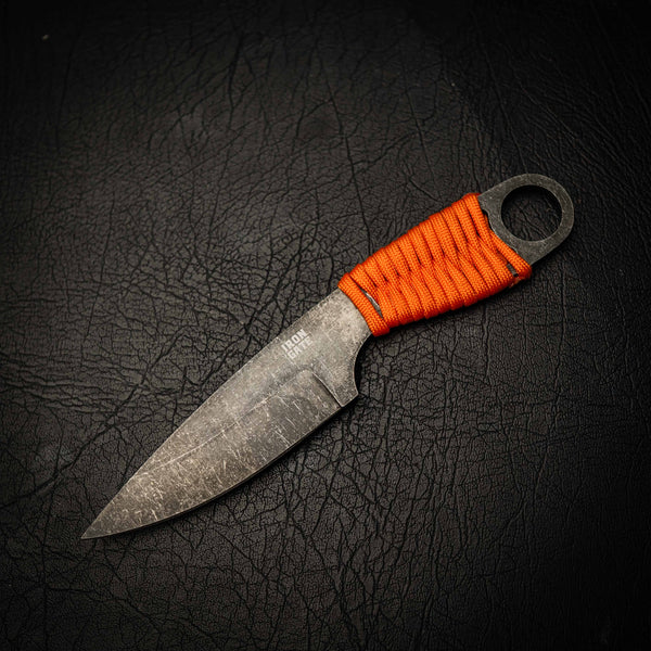 1084 Carbon Steel Paracord Knife – Stonewashed Finish