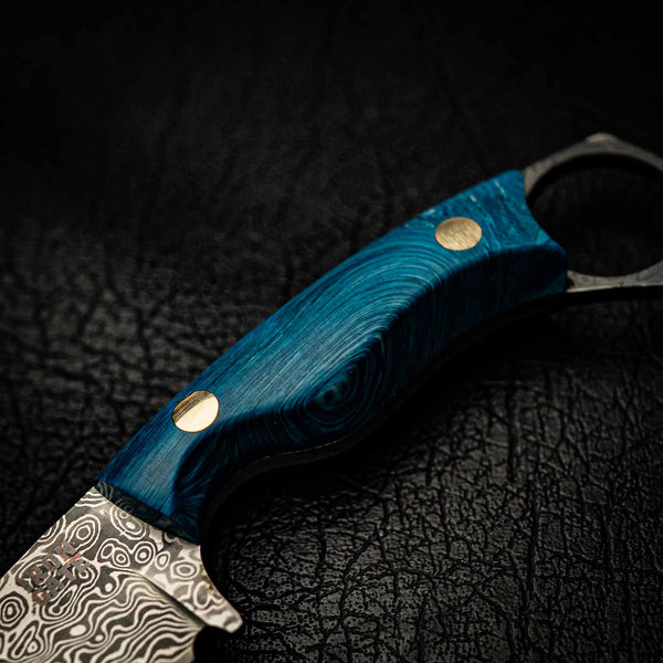 Damascus Mini Hunter – Ocean Blue Juma with Swirls