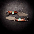 Mini Hunter – Stonewashed N690 | Amboyna Burl & Abalone Inlay