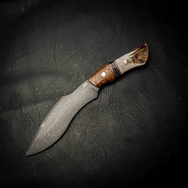 Stonewashed Kukri – Amboyna, Copper TruStone & Antler