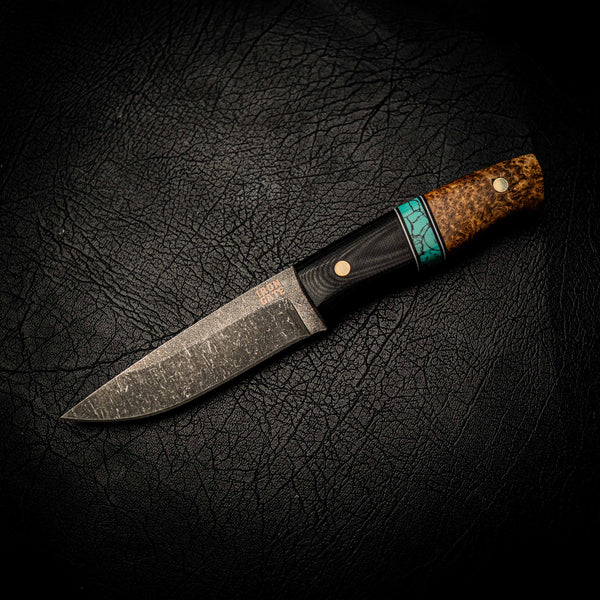 N690 Bushcraft Knife — Stonewashed Dark Finish