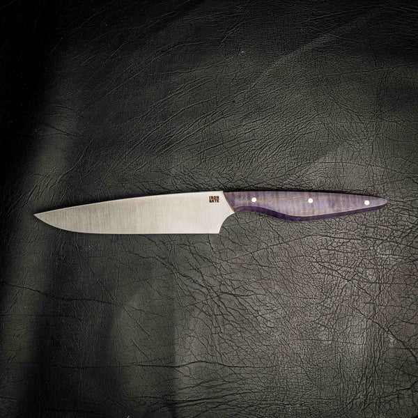 Chef Knife – Purple Dyed Curly Maple
