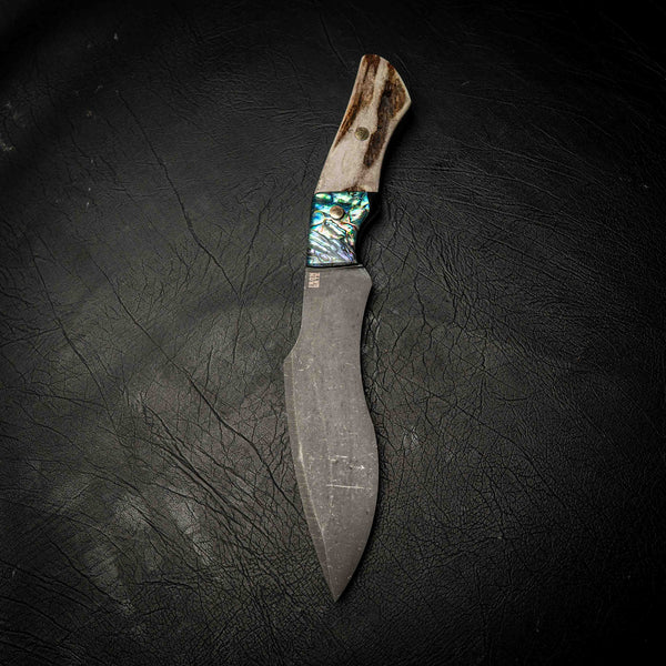 Stonewashed Kukri – Antler & Abalone