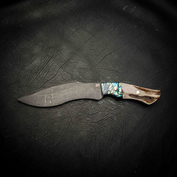 Stonewashed Kukri – Antler & Abalone