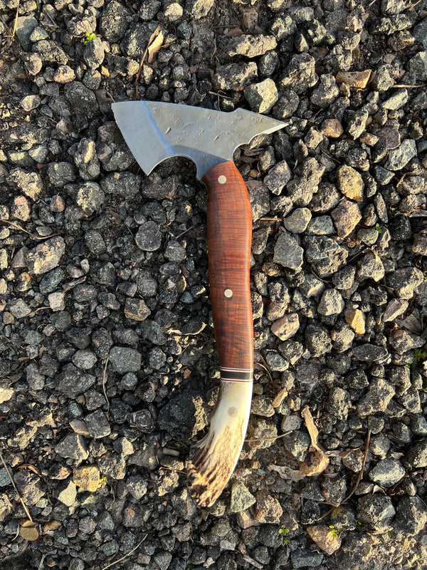 Carbon Steel Tomahawk - Western Myall and Antler Handle