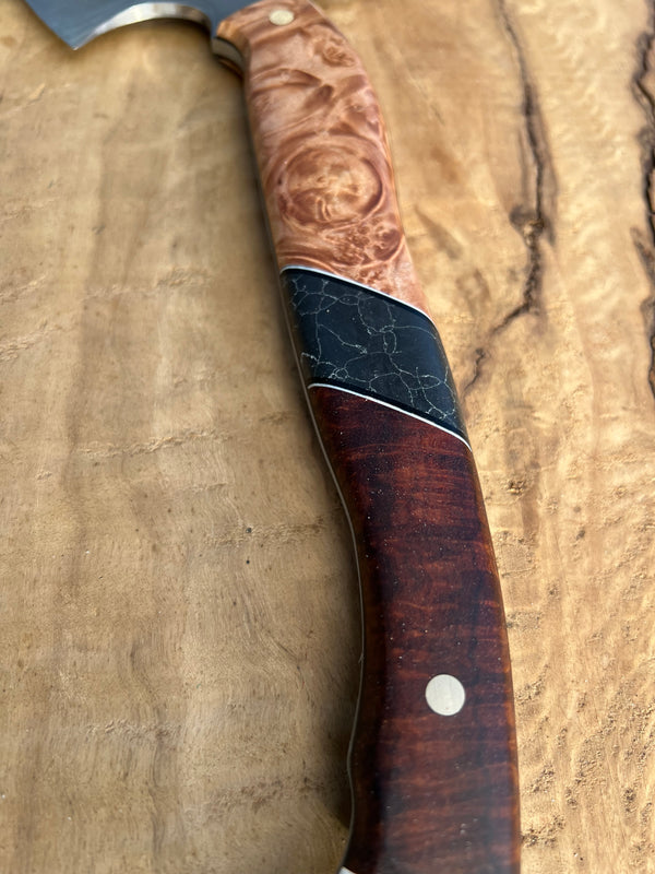 Carbon Steel Tomahawk - Maple Burl and Ringed Gidgee