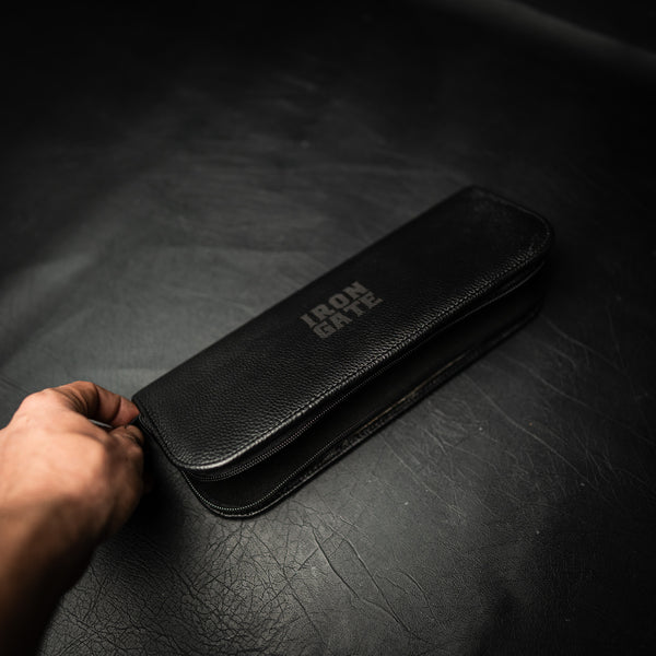 Deluxe Black Leather Knife Carry Case