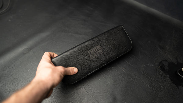 Deluxe Black Leather Knife Carry Case