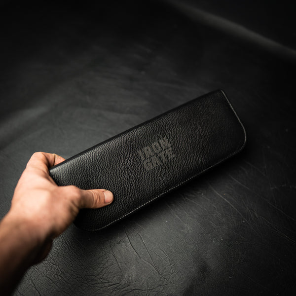 Deluxe Black Leather Knife Carry Case