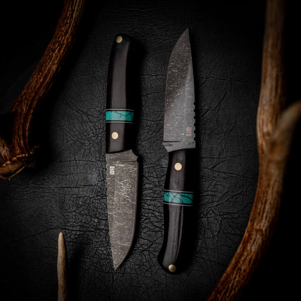 Bushcraft Knife — African Blackwood & Aqua TruStone