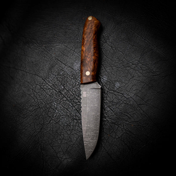 Bushcraft Knife — Stabilised Rib Fruited Mallee