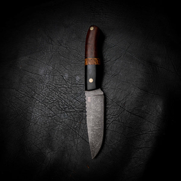 Bushcraft Knife — Black G10, York Gum & Western Myall