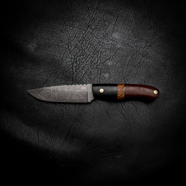 Bushcraft Knife — Black G10, York Gum & Western Myall