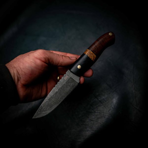 Bushcraft Knife — Black G10, York Gum & Western Myall