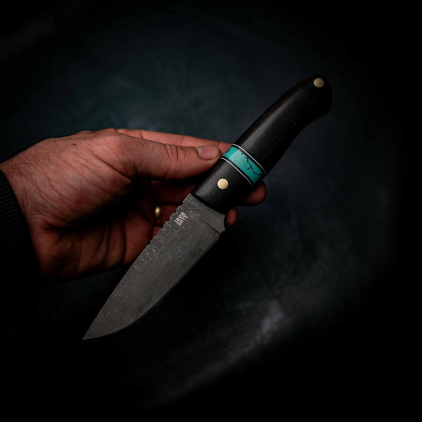 Bushcraft Knife — African Blackwood & Aqua TruStone