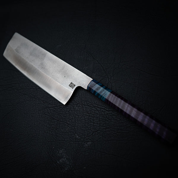 175mm N690 Nakiri – Purple & Blue Dyed Maple