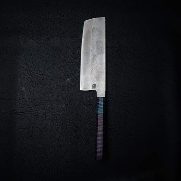 175mm N690 Nakiri – Purple & Blue Dyed Maple