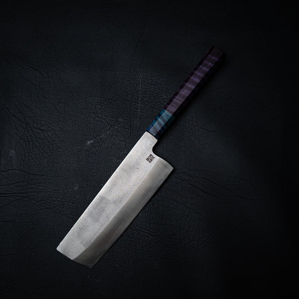 175mm N690 Nakiri – Purple & Blue Dyed Maple