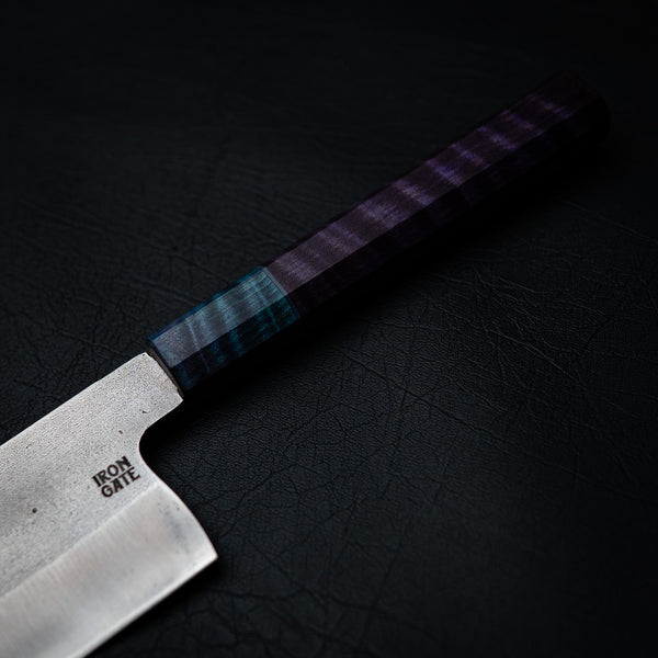 175mm N690 Nakiri – Purple & Blue Dyed Maple
