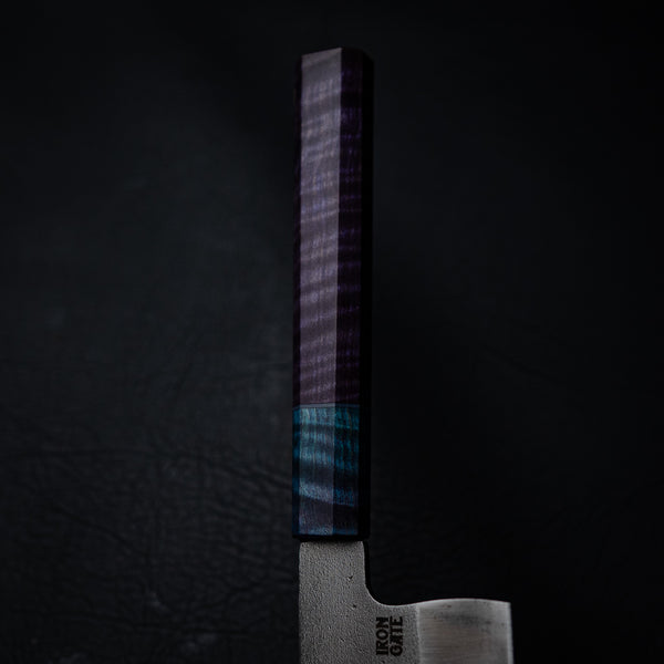 175mm N690 Nakiri – Purple & Blue Dyed Maple