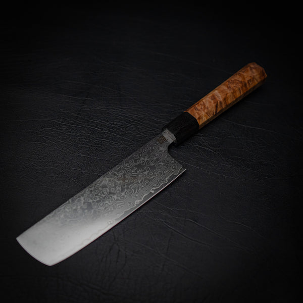 Stainless Damascus Gyuto – AUS10 Core & Maple Burl Handle