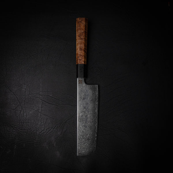 Stainless Damascus Gyuto – AUS10 Core & Maple Burl Handle