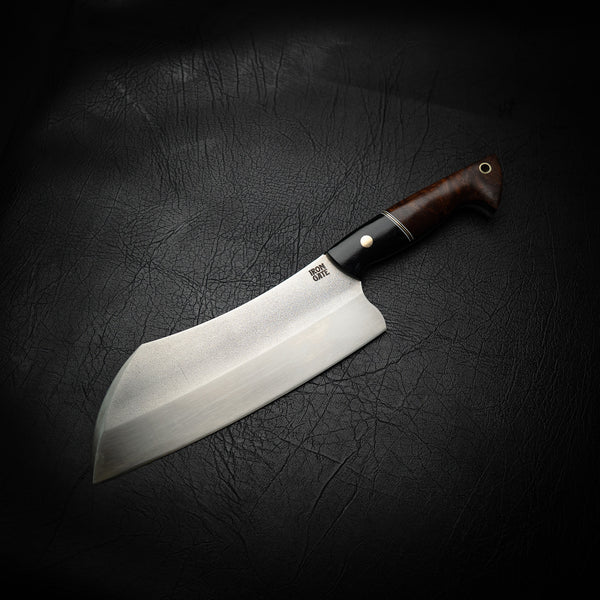 N690 Steel Cleaver – Ringed Gidgee, G10 & Brass Handle