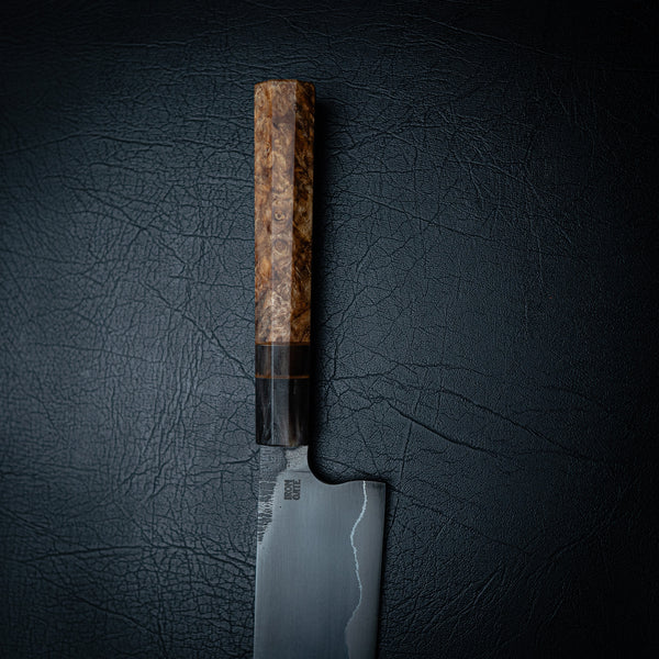 160mm San Mai Nakiri – Amboyna Burl & Buffalo Horn