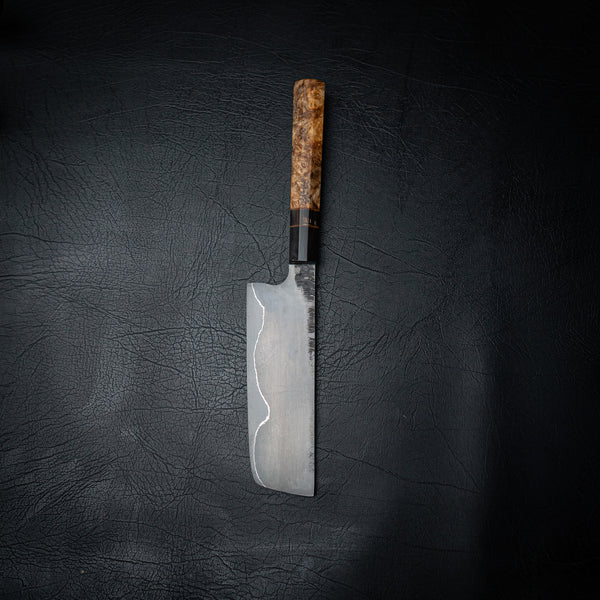 160mm San Mai Nakiri – Amboyna Burl & Buffalo Horn
