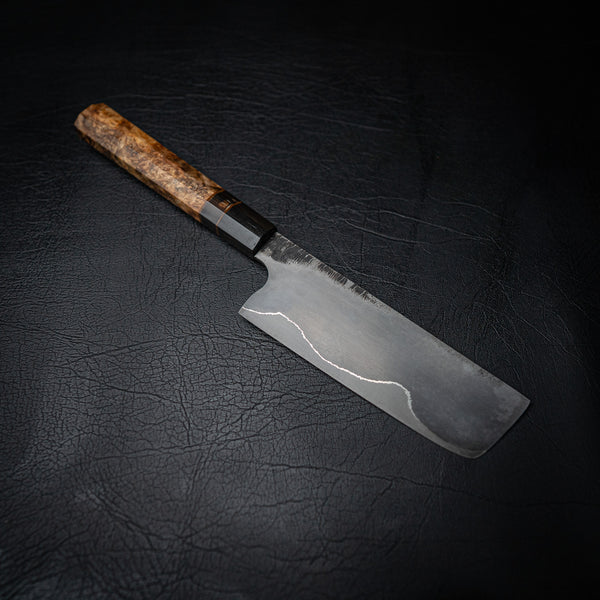 160mm San Mai Nakiri – Amboyna Burl & Buffalo Horn