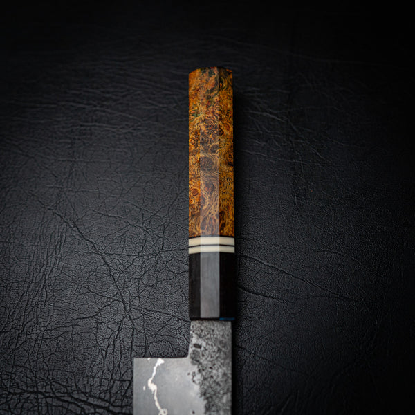 San Mai 52100 Gyuto – Dyed Maple Burl WA Handle