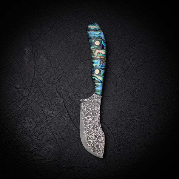 Ergo Skinner – Stainless San Mai Damascus with Abalone Shell Handle