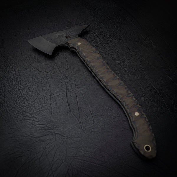 Tough Carbon Steel Tomahawk Axe - Layered Micarta Handle