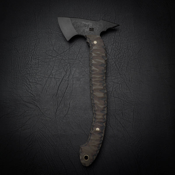 Tough Carbon Steel Tomahawk Axe - Layered Micarta Handle