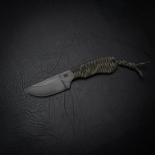 Carbon Steel Drop Point Hunter - Camo Paracord