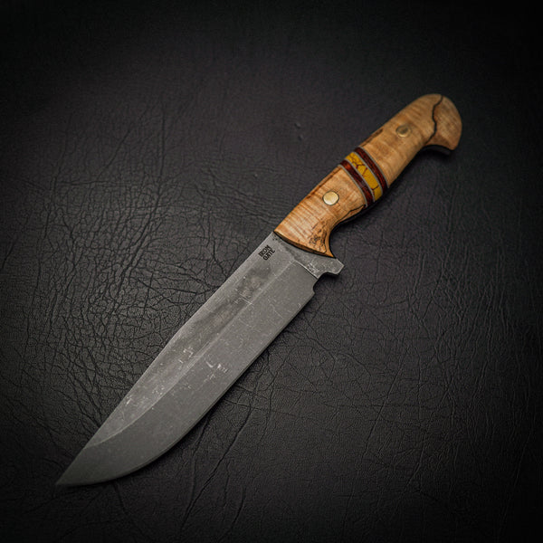 Bowie Knife – N690 Steel & Curly Maple Handle